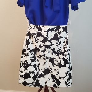 B&W Floral Pencil Skirt